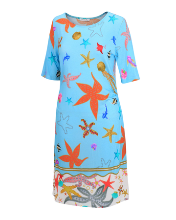 Furstenberg 516-30467 Sea Motifs Aqua Blue Swim Cover Up Myselflingerie.com